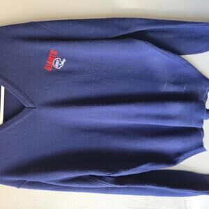 Vintage 80S NEW YORK GIANTS MADE IN USA GARAN Navy Blue V-Neck Sweater MEDIUM